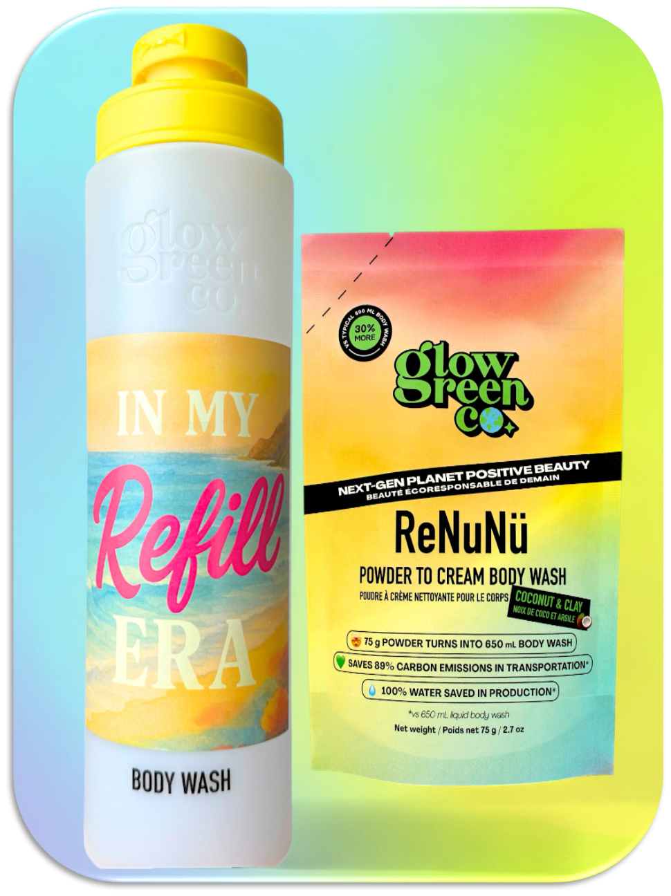 ReNuNü Refillable Powder to Cream Body Wash Kit - Coconut & Clay